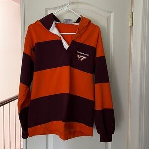VT Virginia Tech orange striped heavyweight rugby jersey shirt S M